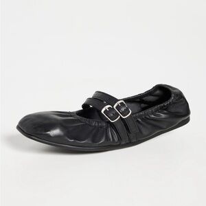 FREE PEOPLE Gemini Leather Ballet Flats Black